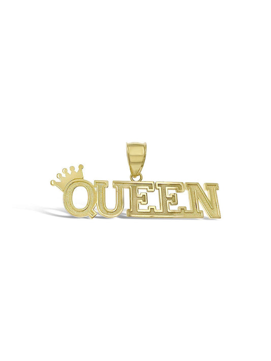 Queen Crown Charm Pendant 10k Yellow Gold