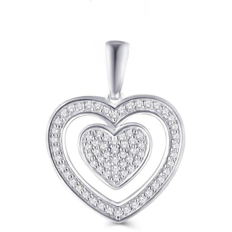 0.20ctw Diamond Open Heart Pendant 10K White Gold