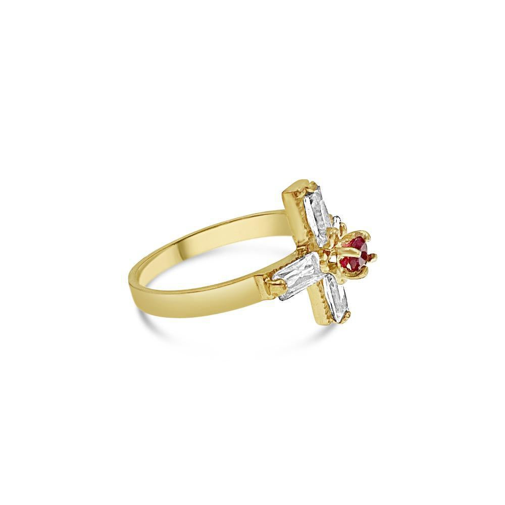 10k Gold Cross Ring Cz Band Size 7