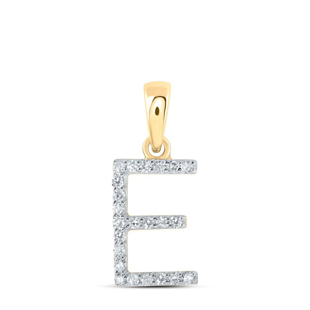 Diamond Letter Initial E Pendant Charm 10k Yellow Gold