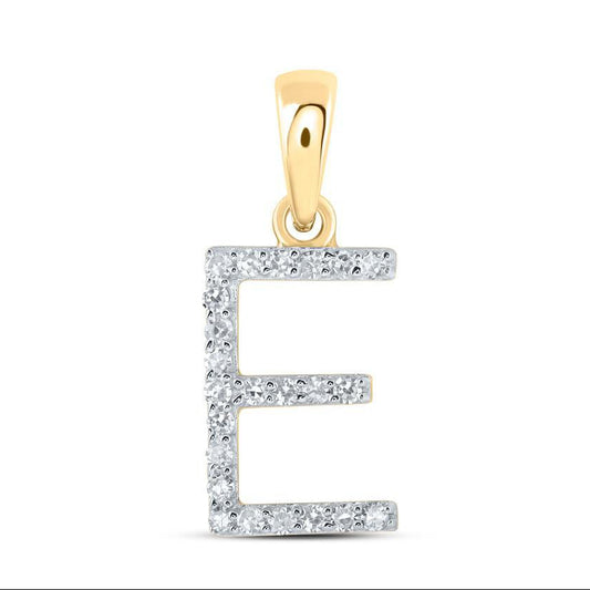 Diamond Letter Initial E Pendant Charm 10k Yellow Gold