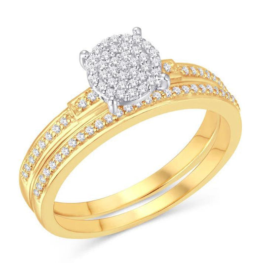 0.25cttw Round Diamond Circle Cluster Bridal Wedding Ring Set 10k Yellow Gold