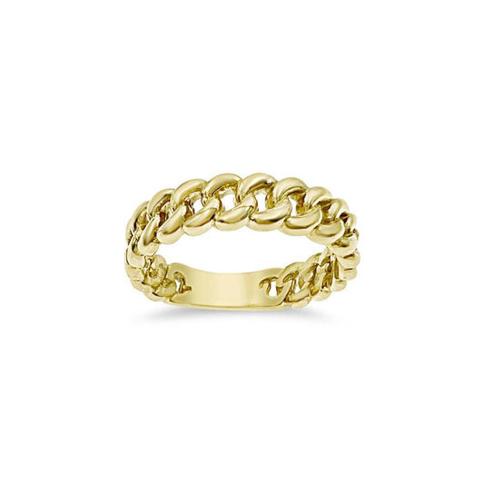 10k Gold Stackable Cuban Link Chain Ring Women Band Size 7