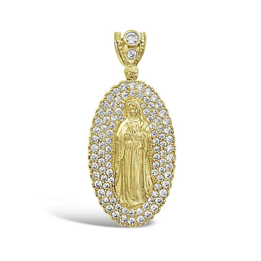 Virgin Mary Our Lady of Guadalupe Pendant 10K Yellow Gold