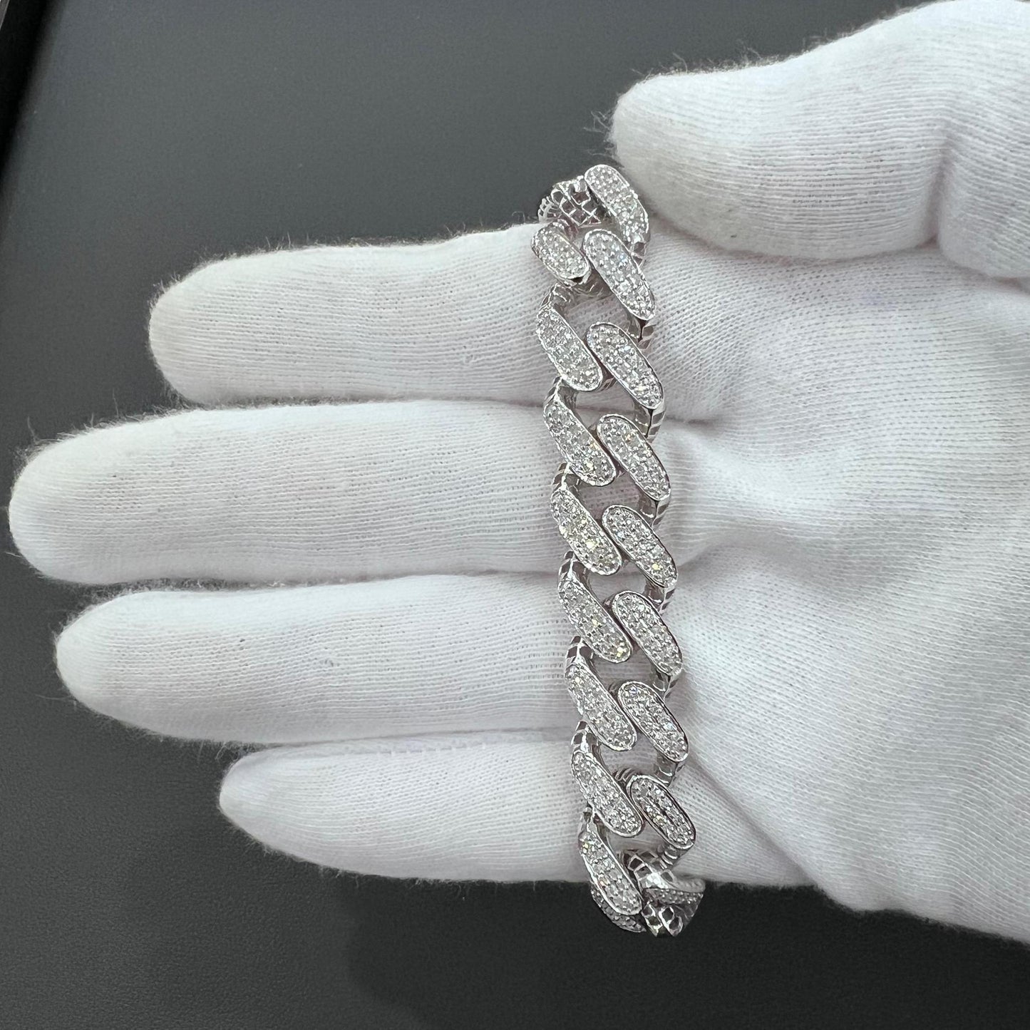 4.21ctw Diamond Miami Cuban Bracelet 10k White Gold