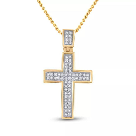 10kt Yellow Gold Womens Round Diamond Cross Pendant