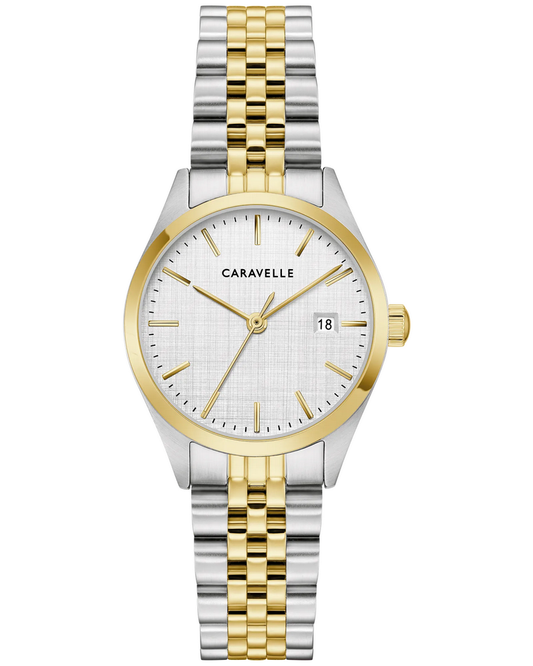 Caravelle Classic Two tone Linen Dial Womens Watch 45M121