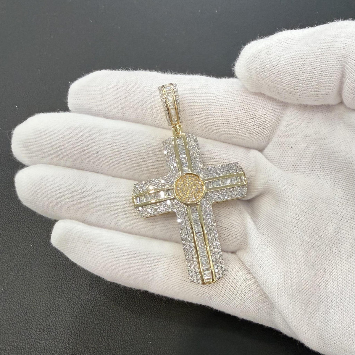 2.20ctw Diamond Cross Pendant 14K Yellow Gold
