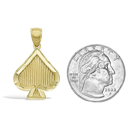 10k Yellow Gold Playing Card Ace Spade Pendant