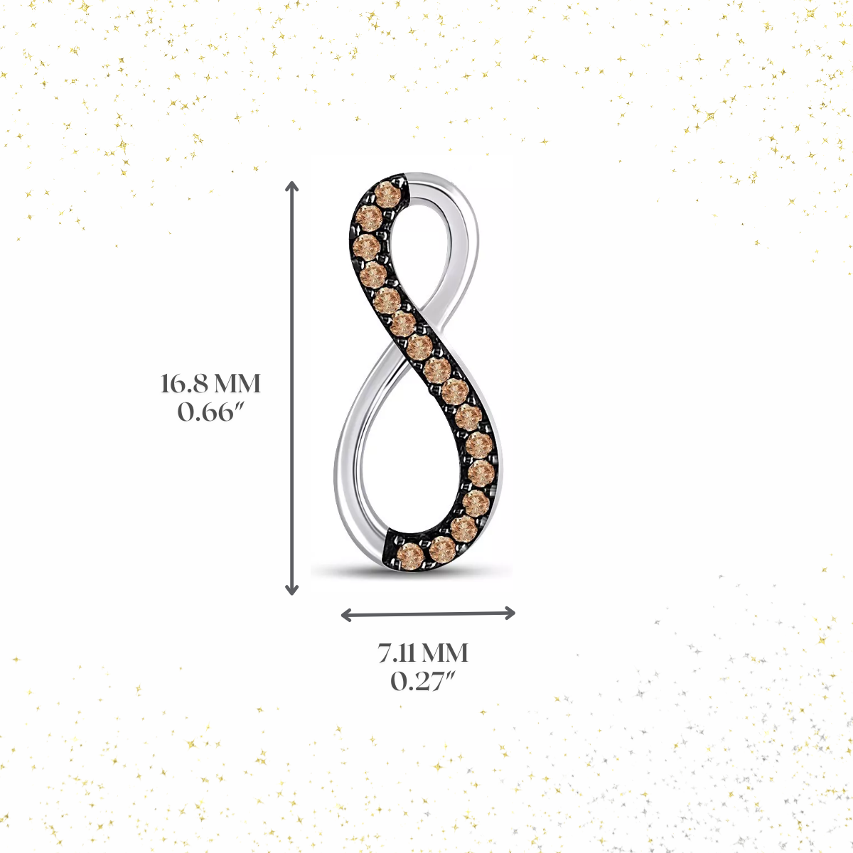 Chocolate Diamond Infinity Charm Pendant 10k White Gold