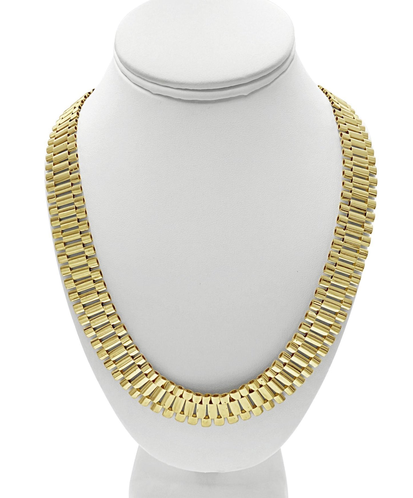 Railroad Chain Mens Necklace Reversible 16.5mm Real 10k Yellow Gold