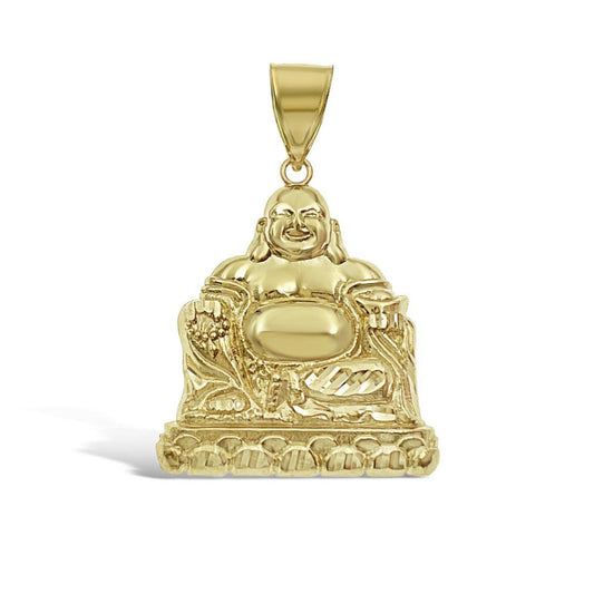 10k Gold Buddha Pendant Charm 1.7"