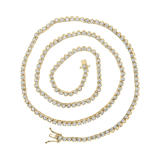 5 Cttw Round Diamond 20-inch Mens Tennis Chain Necklace 14k Yellow Gold