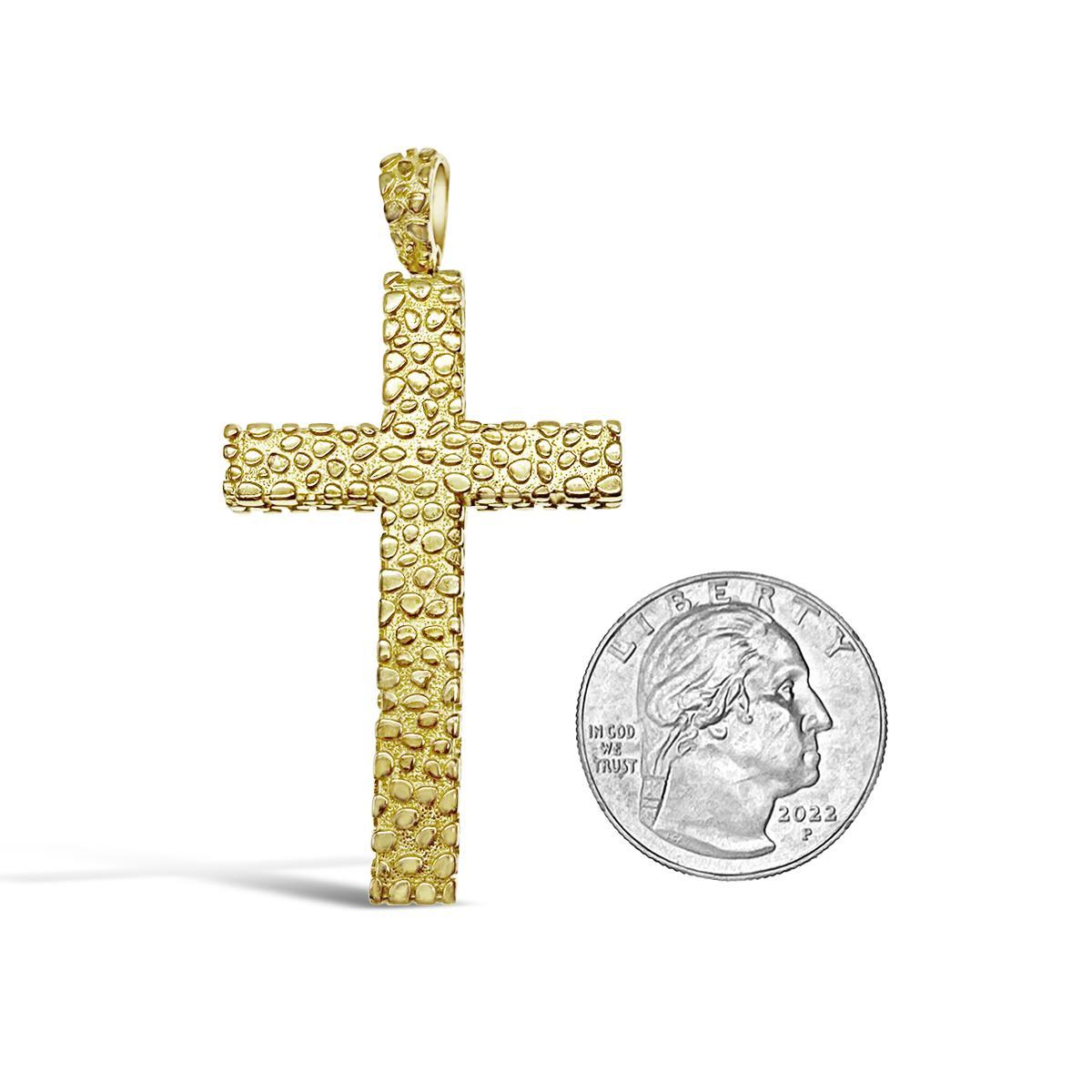 Cross Pendant Nugget Charm 925 Sterling Silver