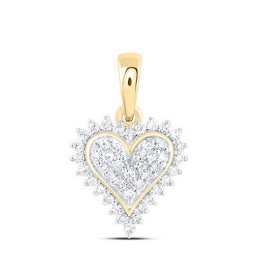 Diamond Heart Halo Pendant 10K Yellow Gold