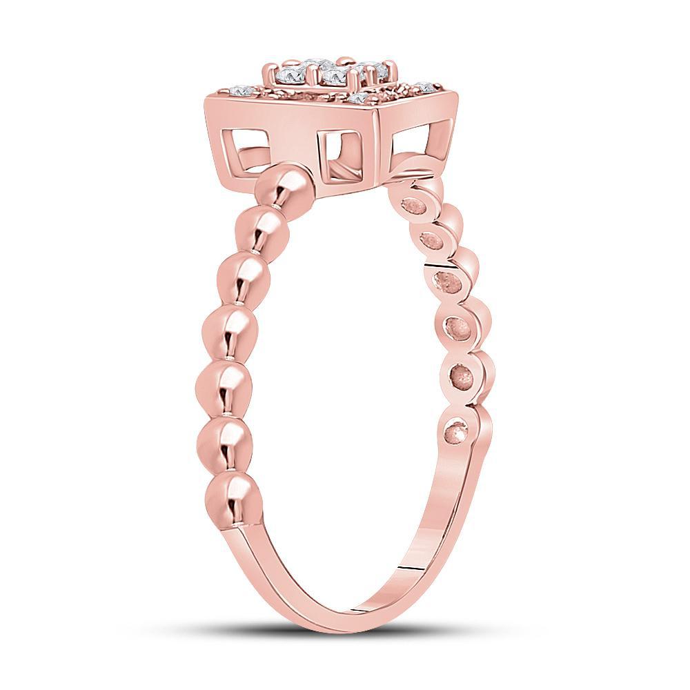 0.25cttw Diamond Baguette Cushion Shape Cluster Promise Ring 10k Rose Gold