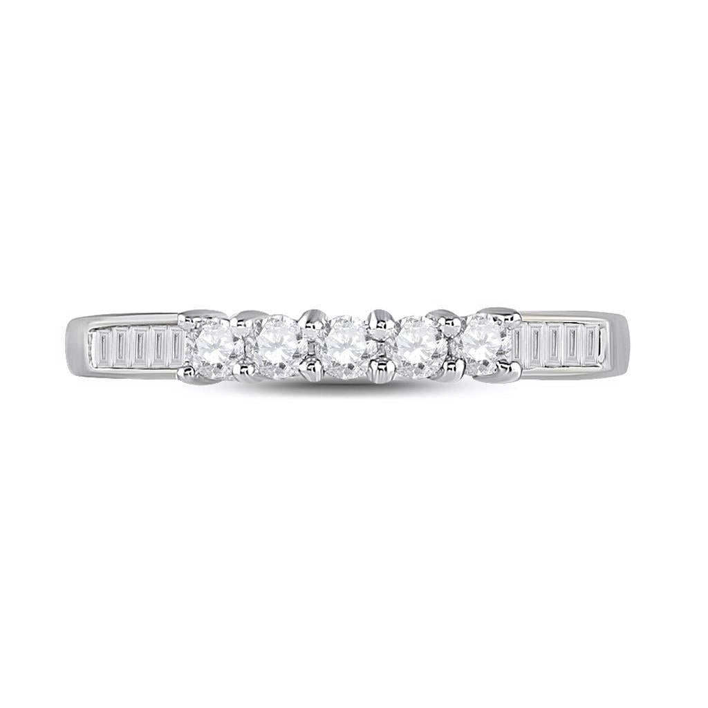 10kt White Gold Womens Round Diamond 5-stone Wedding Band 1/3 Cttw