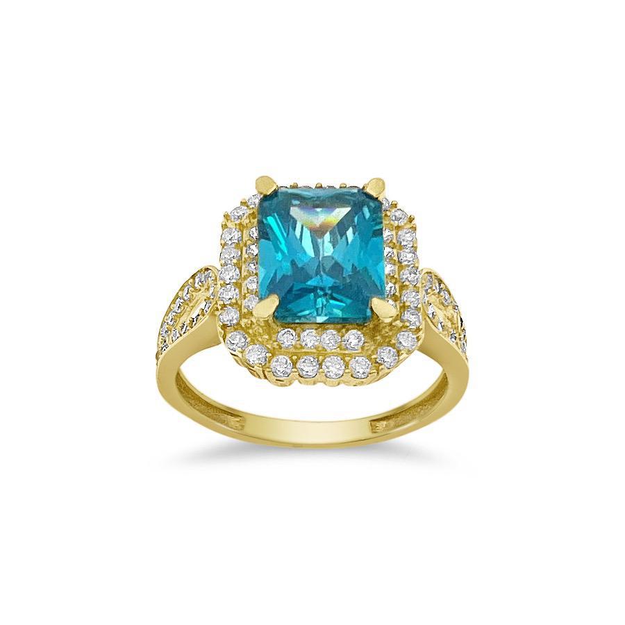 14k Gold Birthstone Ring Sky Blue Women Band Size 7.5