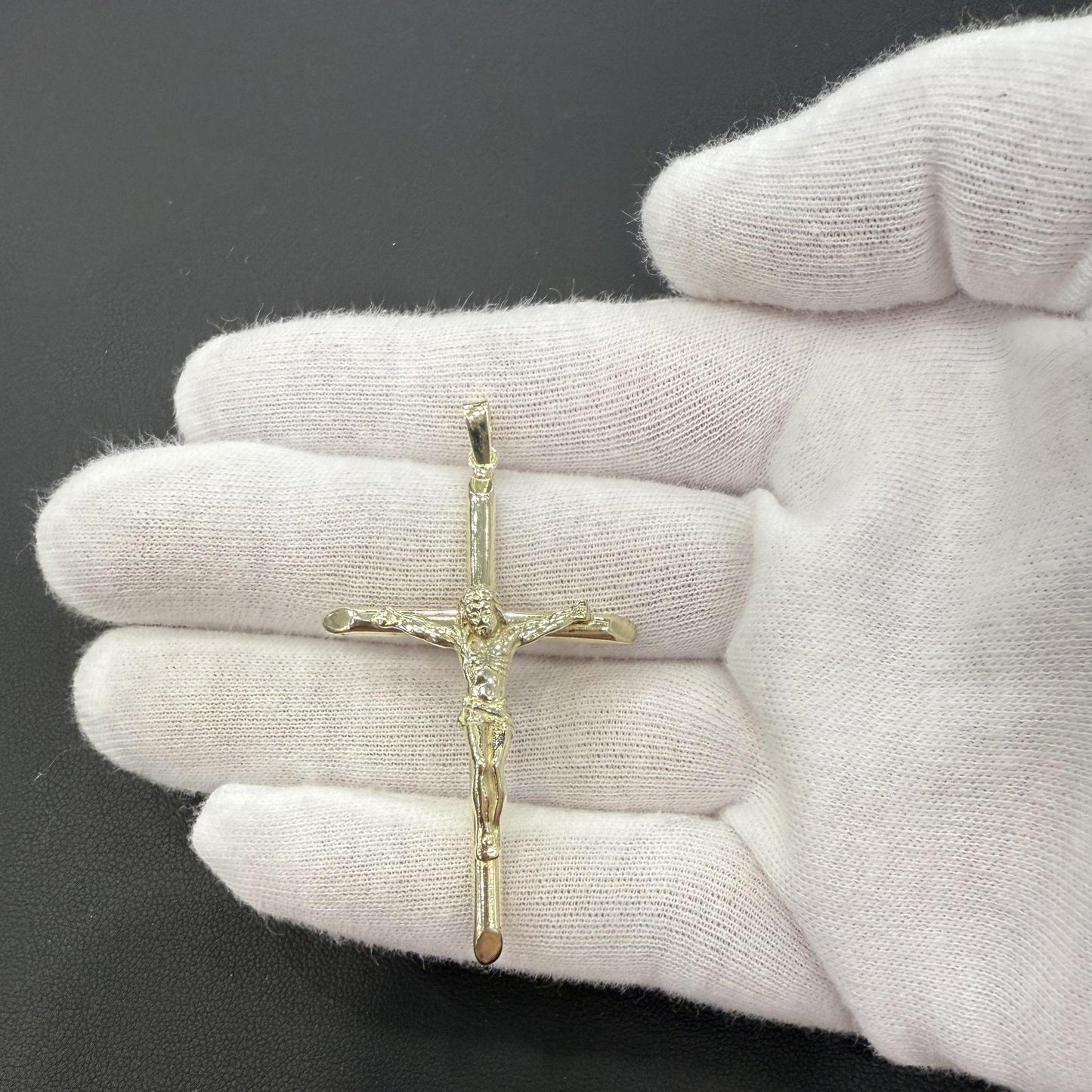 Cross Crucifix Pendant Charm 925 Sterling Silver Gold Plated 2.3"