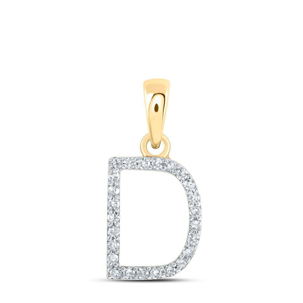 Diamond Letter Initial D Pendant Charm 10k Yellow Gold