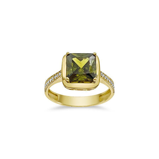 14k Gold Birthstone Ring Green Women Band Size 7