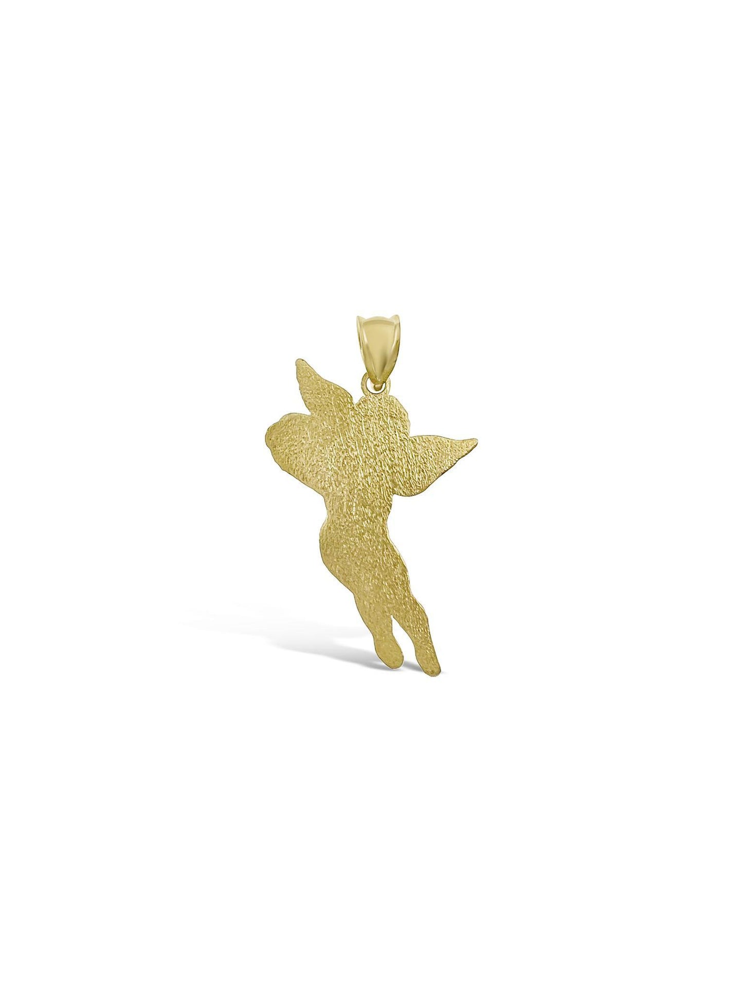 10K Yellow Gold Cupid Angel Heart Pendant Charm 1.3 inch