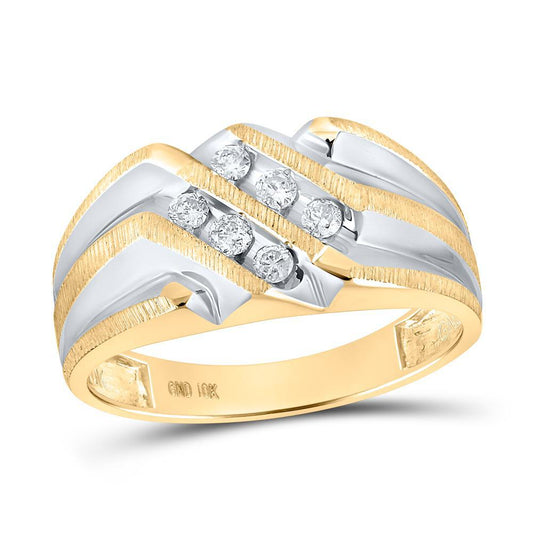 0.25ctw Diamond Mens Wedding Band Ring 10K Yellow White Gold