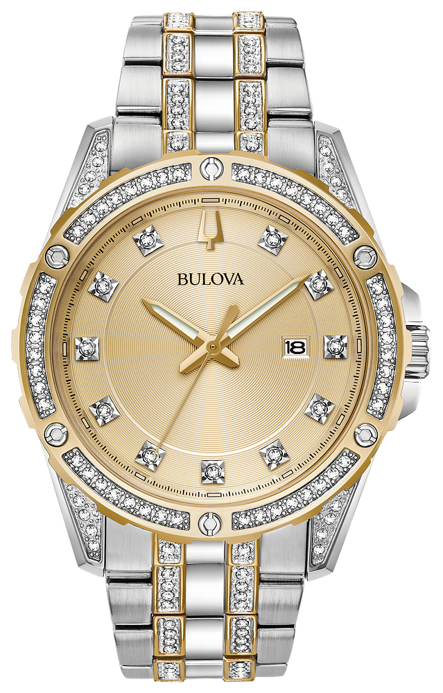 Bulova Crystal Mens Watch & Bracelet 98K106