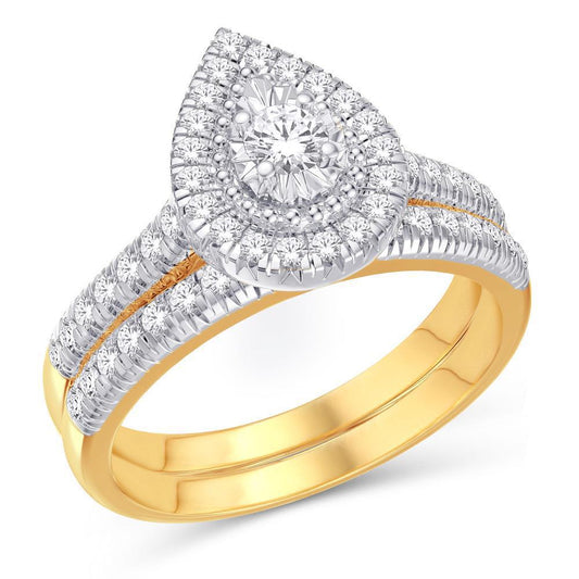 0.50 cttw Diamond Pear Shape Bridal Wedding Ring Set 10k Yellow Gold