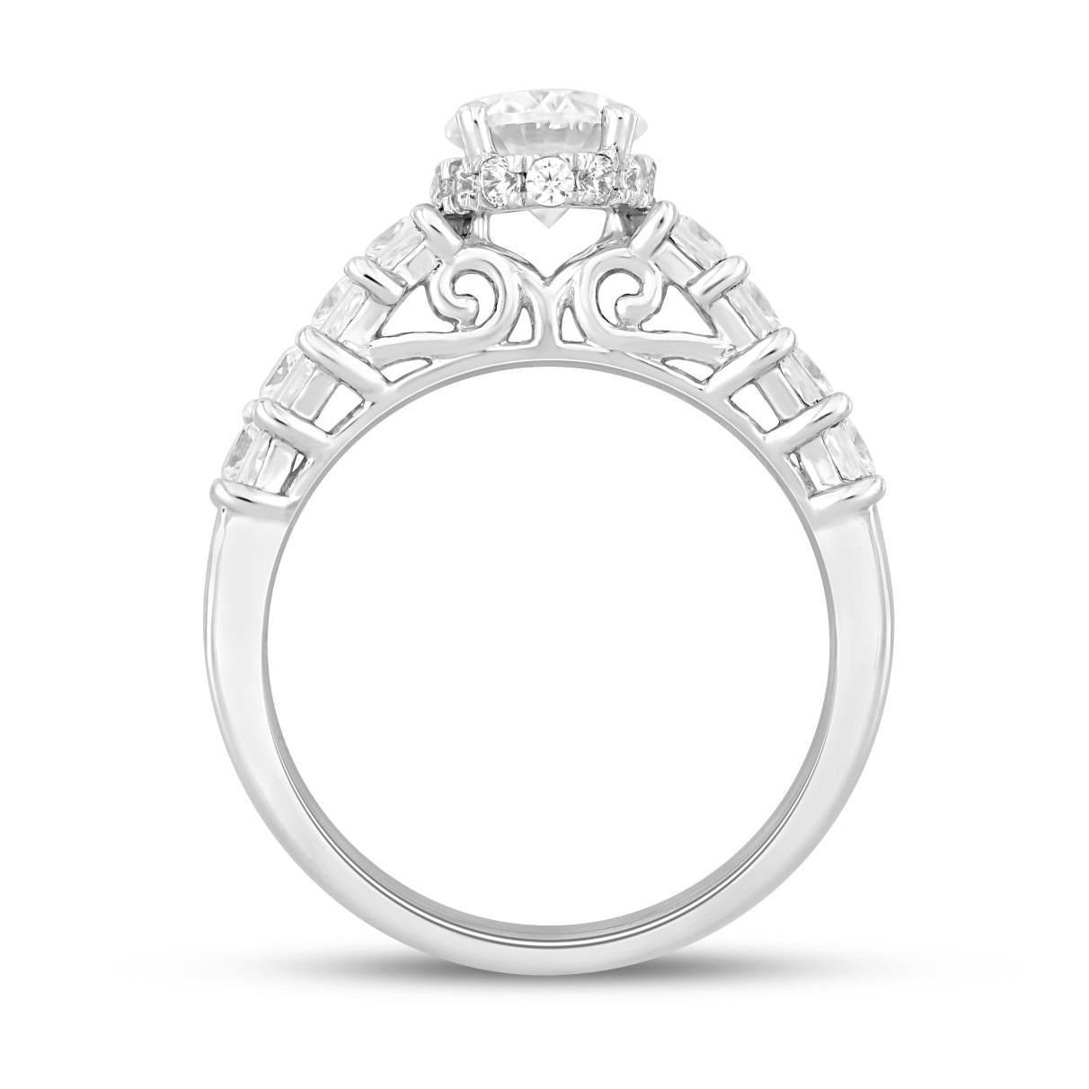 2.5 cttw Lab Grown Princess Oval Round Diamond Engagement Ring 14k White Gold