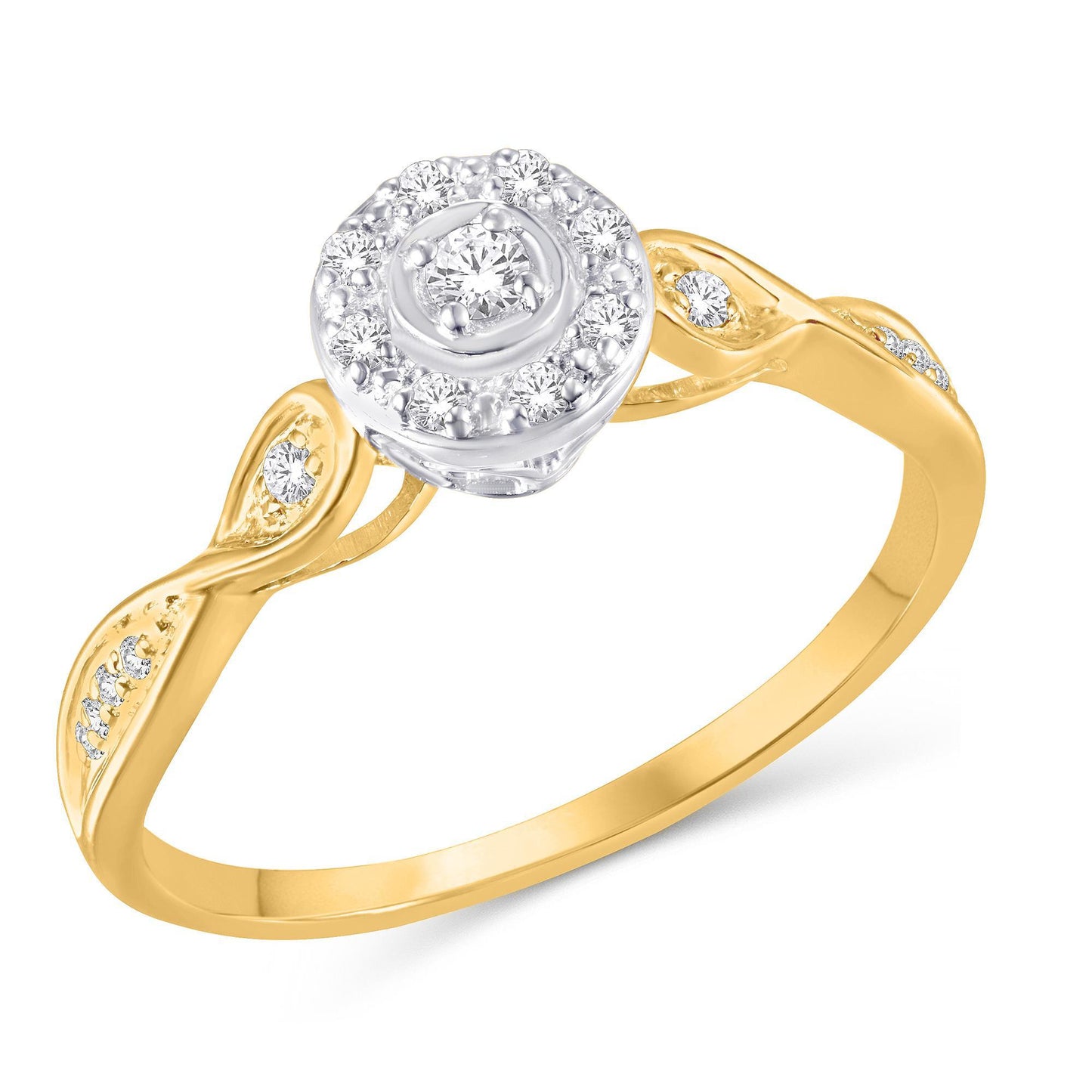 Diamond Round Infinity Twisted Promise Ring 10k Yellow Gold