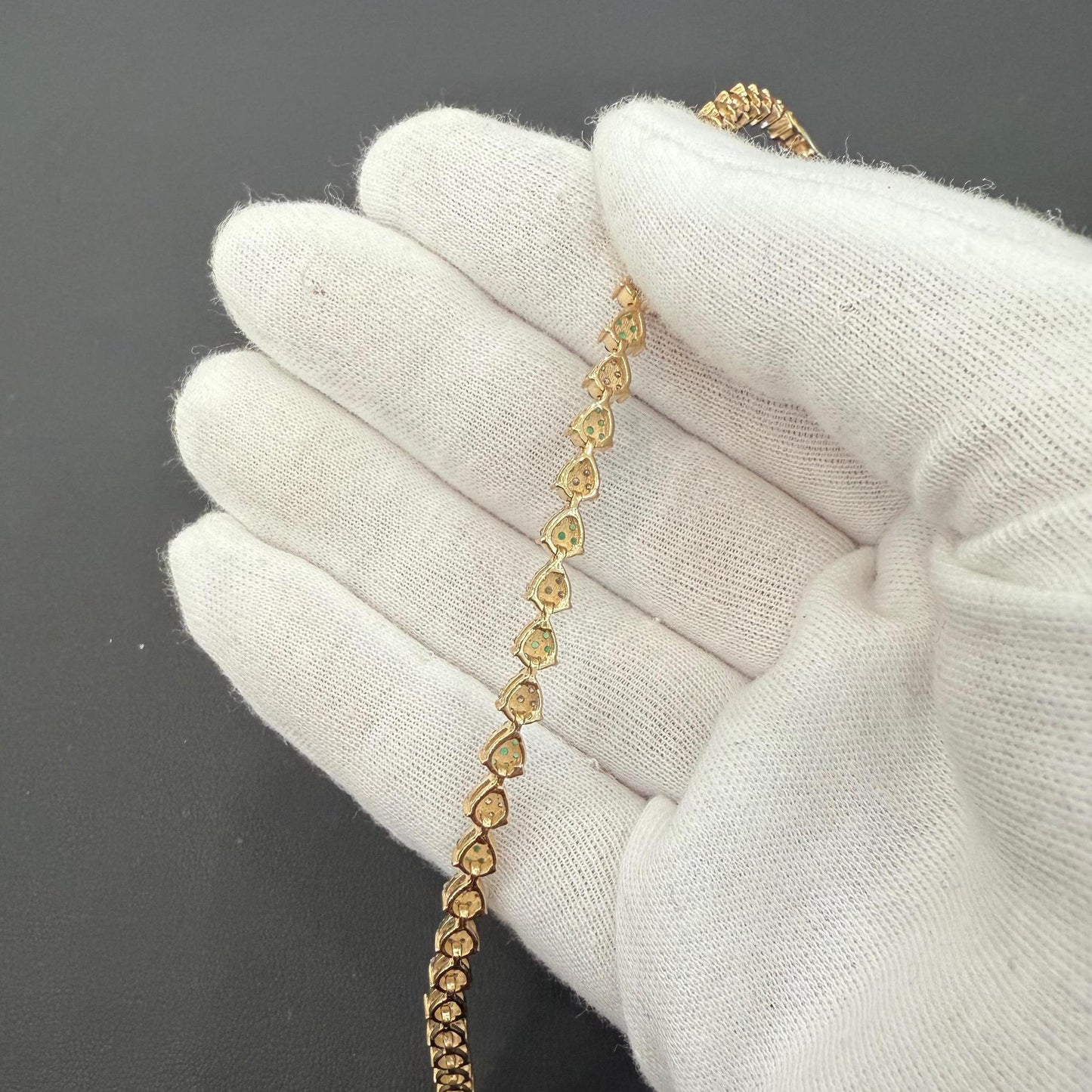 Emerald 1ctw Diamond 1ctw 10K Yellow Gold Tennis Bracelet