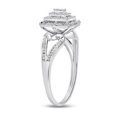 Diamond Engagement Ring Square 10k White Gold Size 7