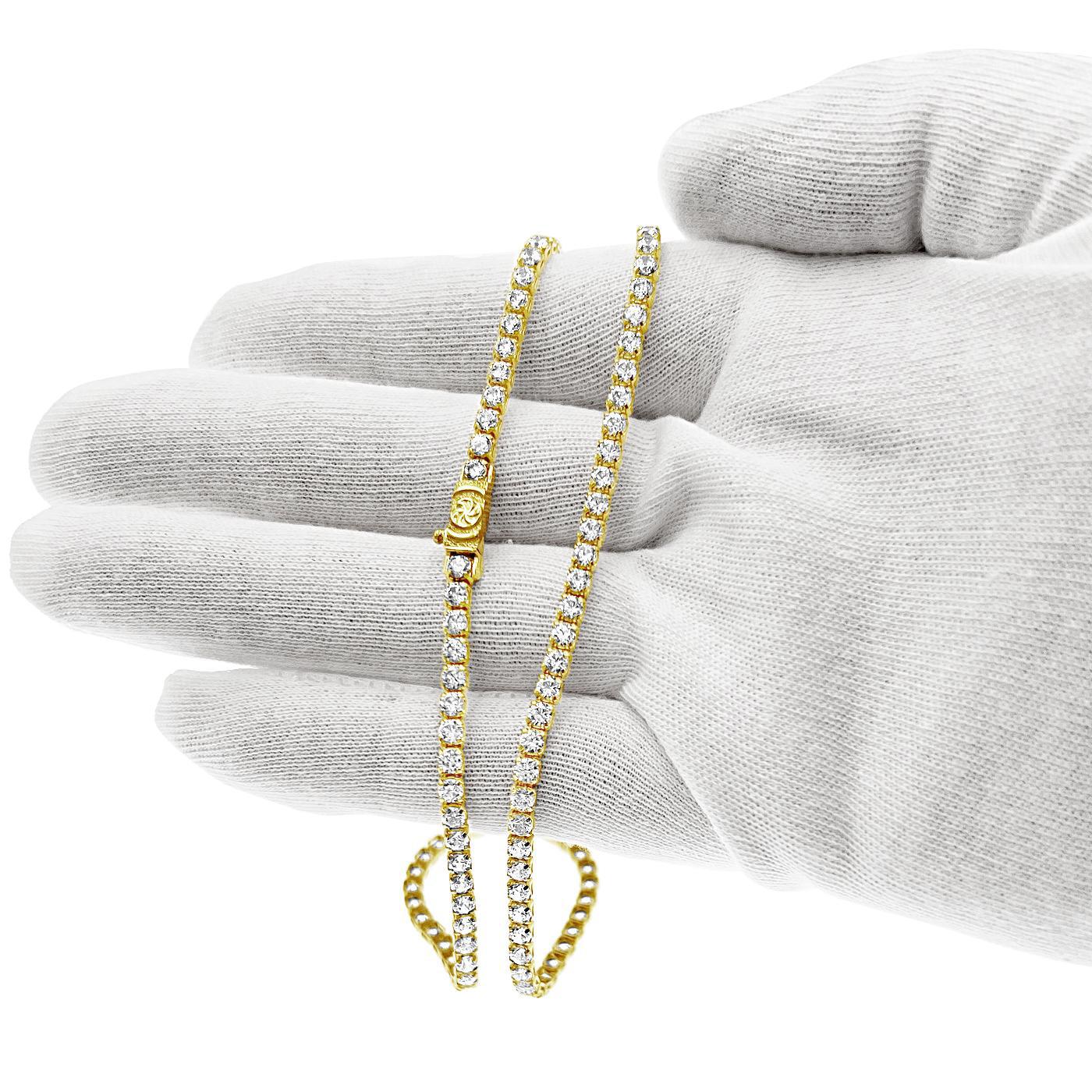 Real 10k Yellow Gold Tennis Necklace 3mm CZ 20"