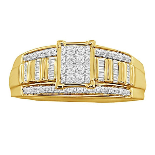 0.50cttw Princess Baguette Diamond Rectangle Ring 10k Yellow Gold