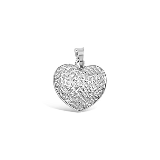 Heart Pendant 14k White Gold Charm 0.7"