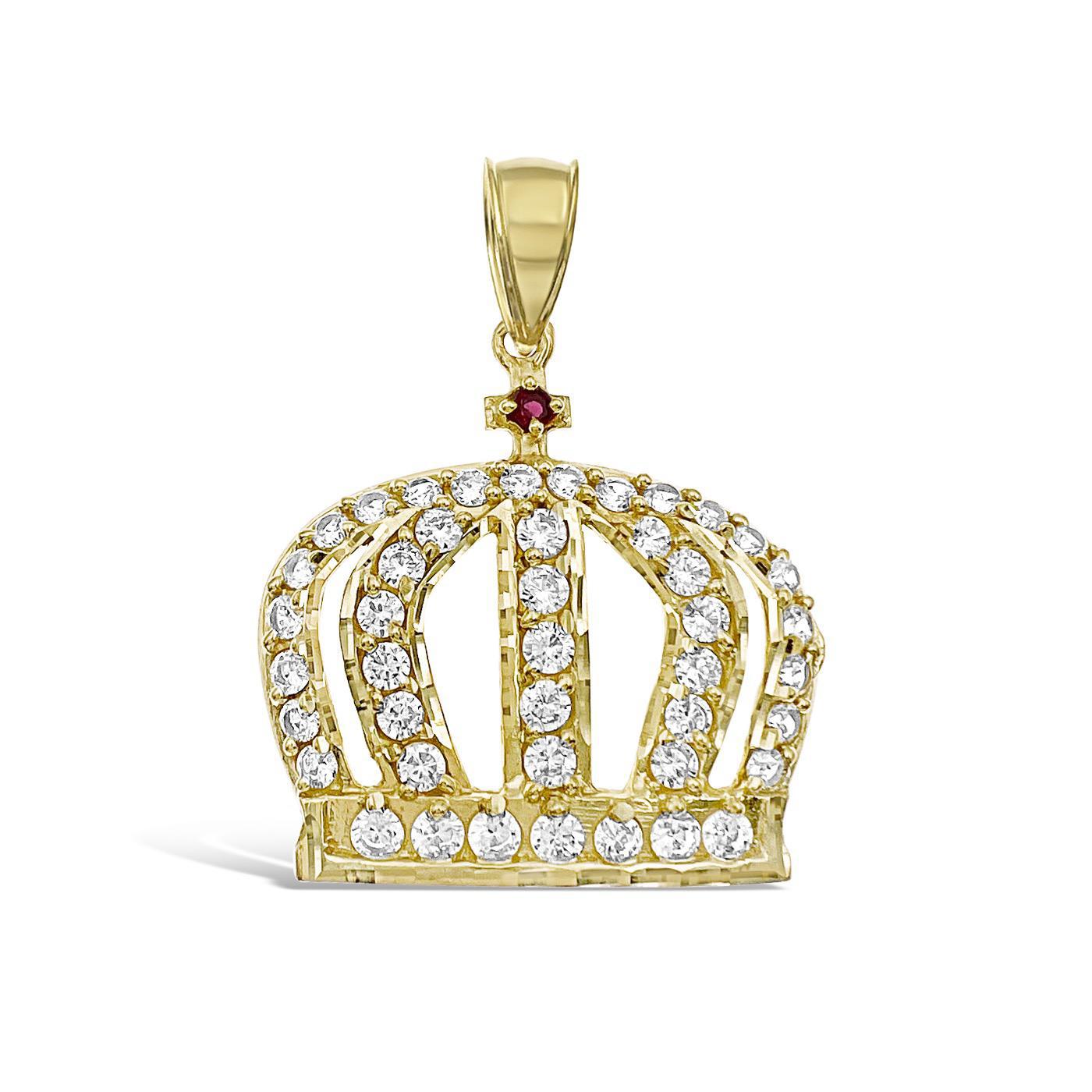 Crown Pendant 10k Gold Men's Charm 2"