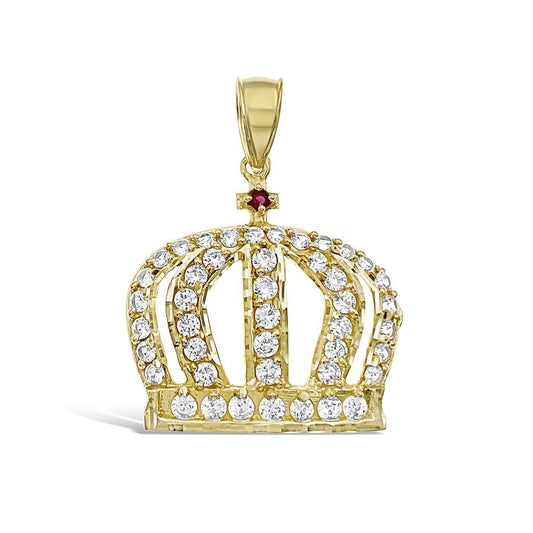 Crown Pendant 10k Gold Men's Charm 2"