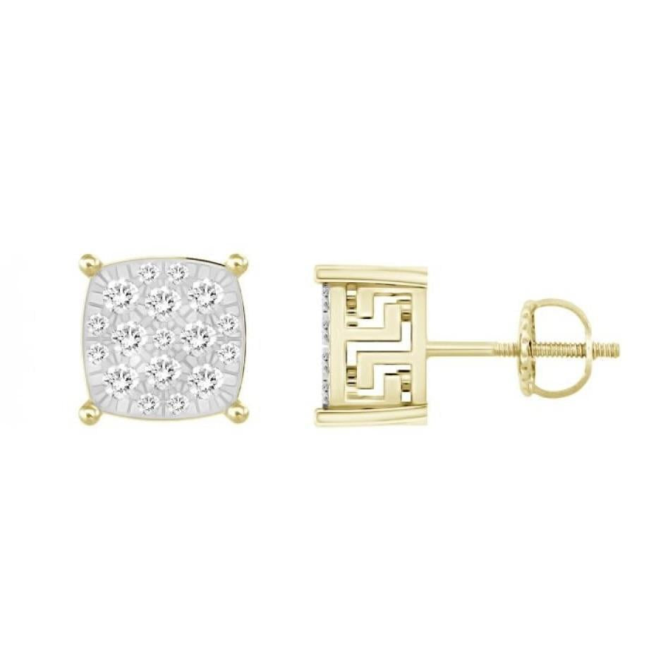 0.25ctw Diamond Square Stud Earrings 10k Yellow Gold