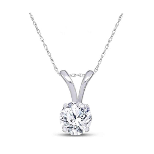 1/4cttw Round Diamond Solitaire Pendant 14k White Gold