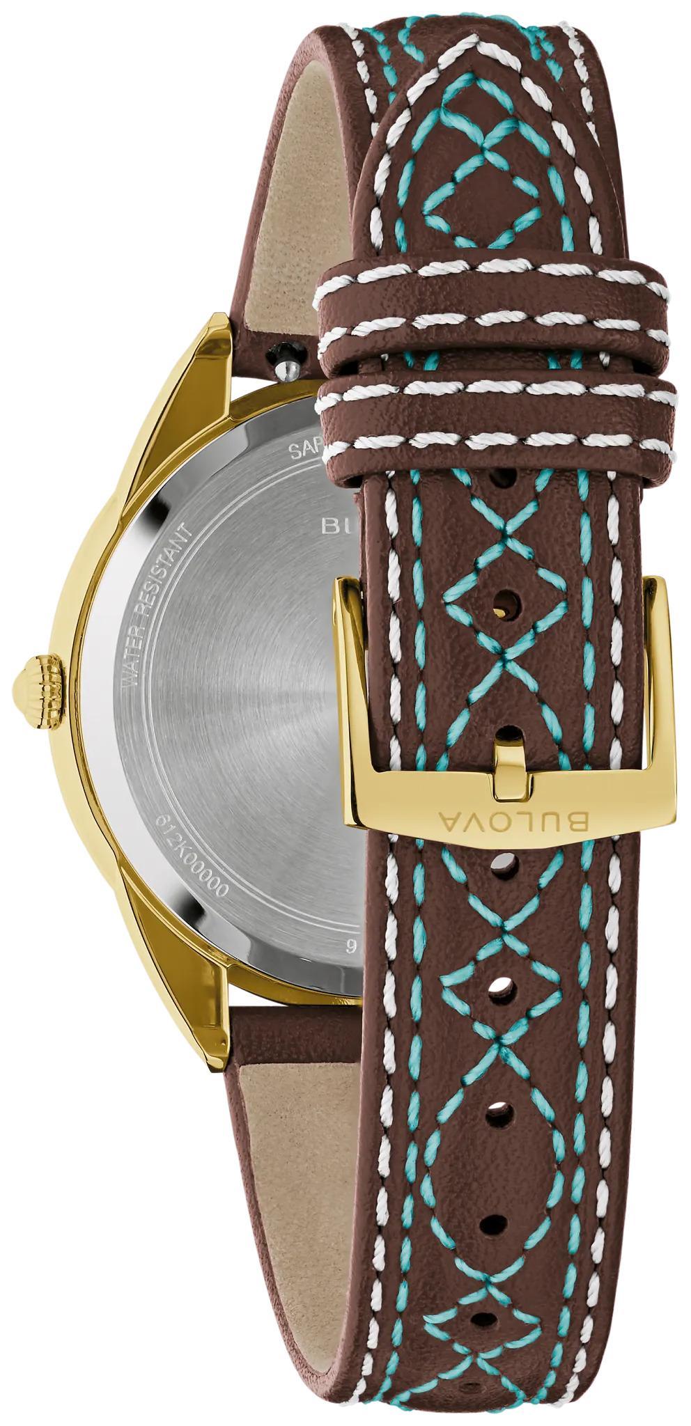Bulova Classic Western Sutton Womens Quartz Turquoise Dial Watch 97L203