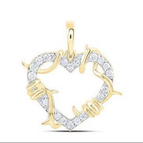 0.20ctw Diamond Sacred Heart Pendant 10K Yellow Gold