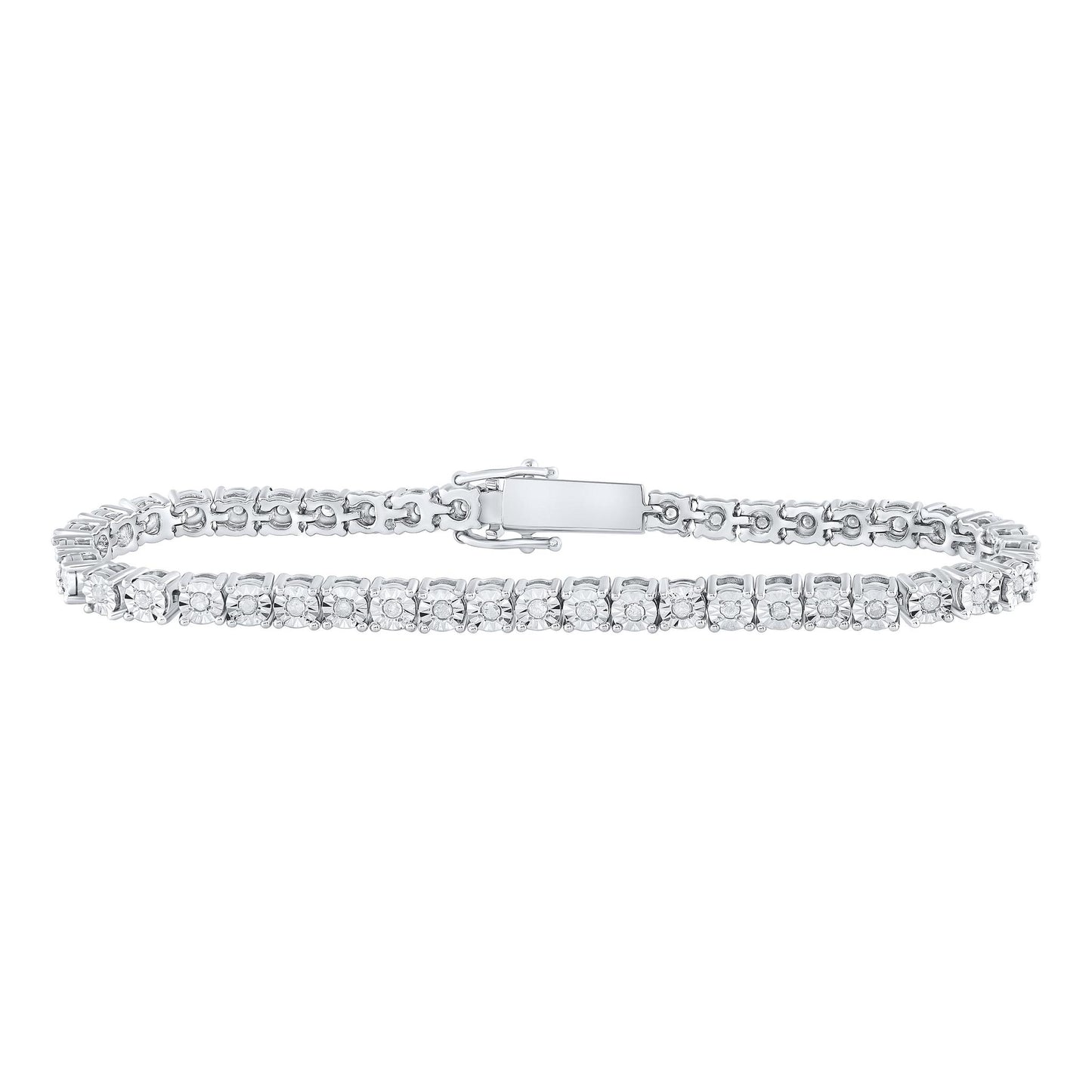 1 cttw Diamond Single Row Tennis Bracelet 925 Sterling silver Size 7"