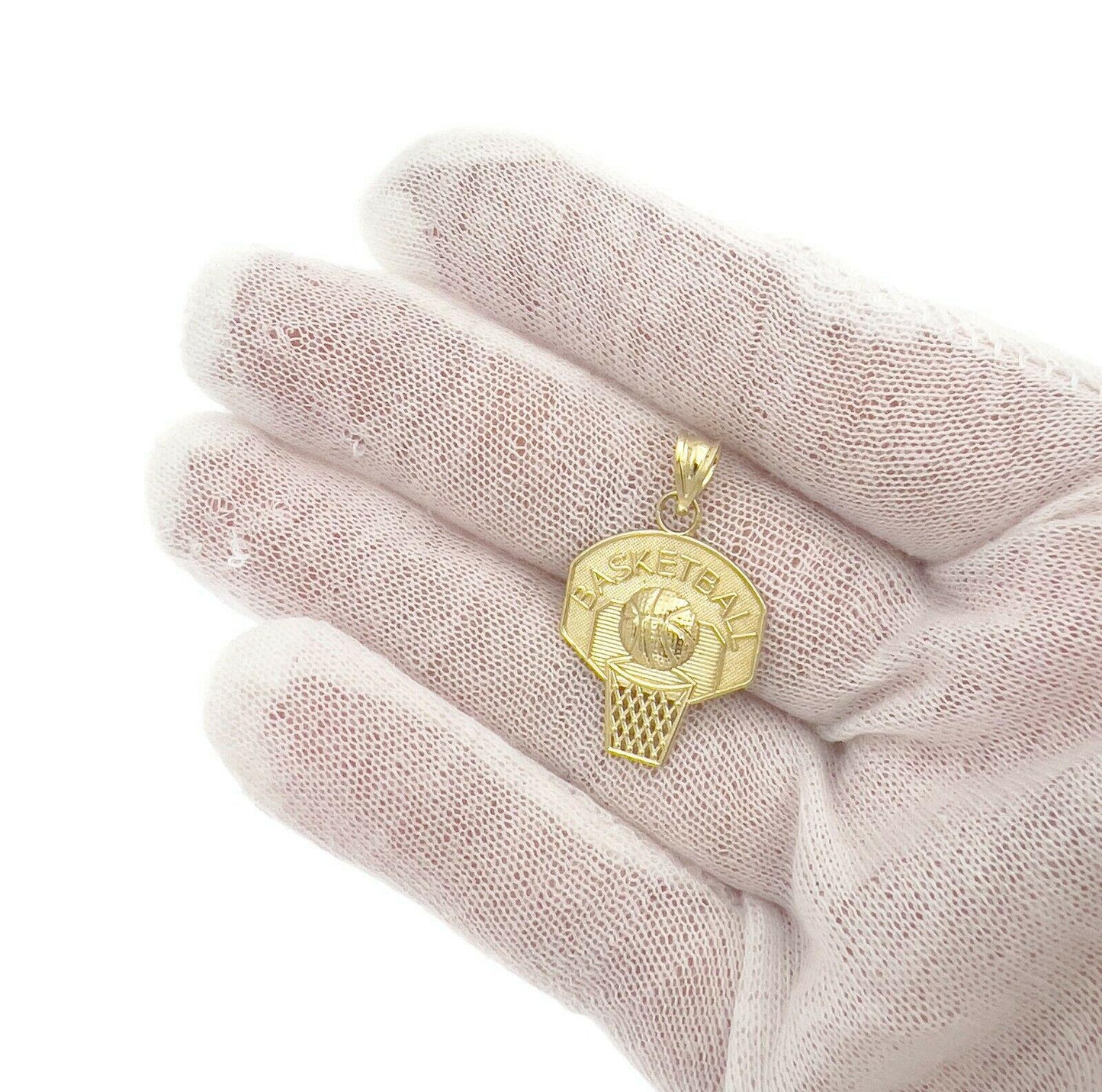 Basketball Sport Pendant Charm 10k Yellow Gold 1.1 inch