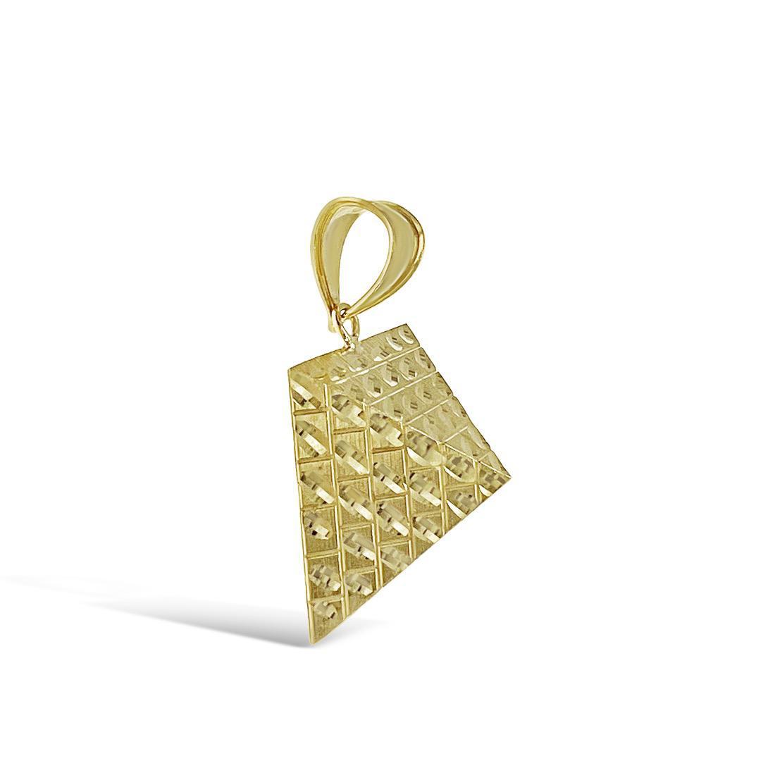 Egyptian Pyramid Pendant 10k Gold 3D Diamond Cut Charm 1.4"