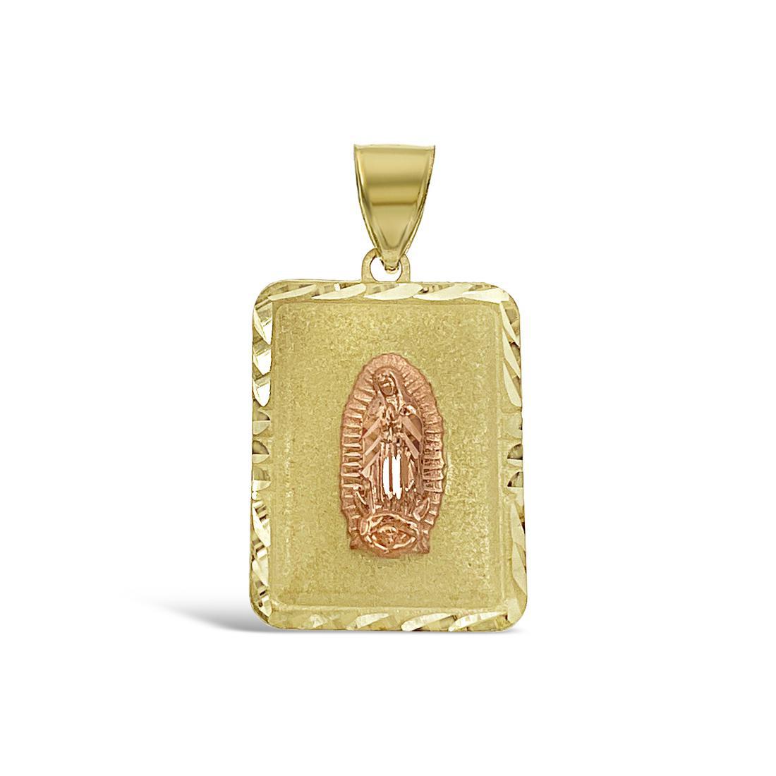 Virgin Mary Our Lady of Guadalupe Pendant 10K Yellow Rose Gold