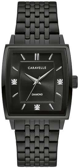 Caravelle by Bulova Men's Modern Diamond Accent Black Watch 45D111