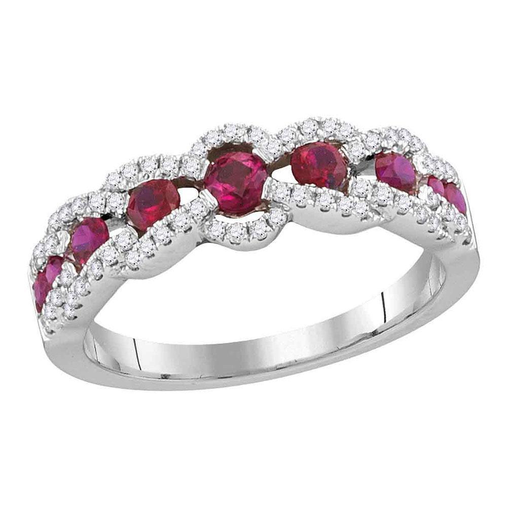 0.63ctw Ruby Diamond Infinity Twist Band Ring 18K White Gold