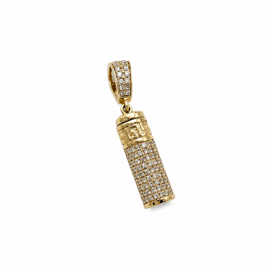 1 ctw Round Diamond Urn Cylinder Charm Pendant 10k Yellow Gold