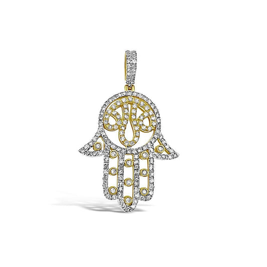 10kt Yellow Gold Mens Round Diamond Hamsa Charm Pendant 0.62 Cttw